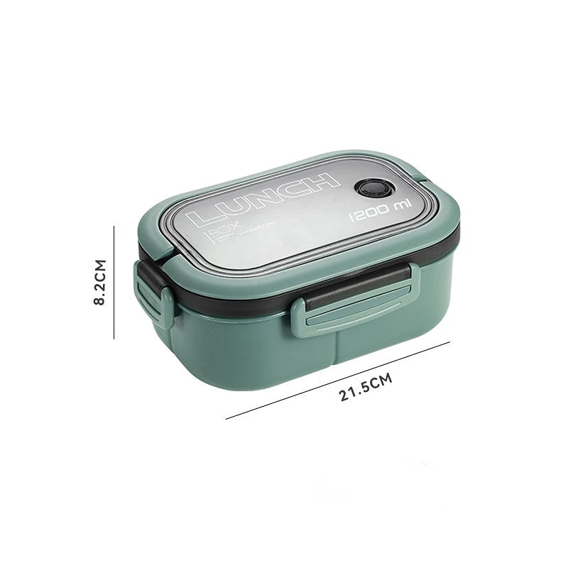 1200ML 2 Layer Bento Lunch Box With Spoon Fork, Kid High Capacity Microwae Food Containers Portable Leakproof Office Camping