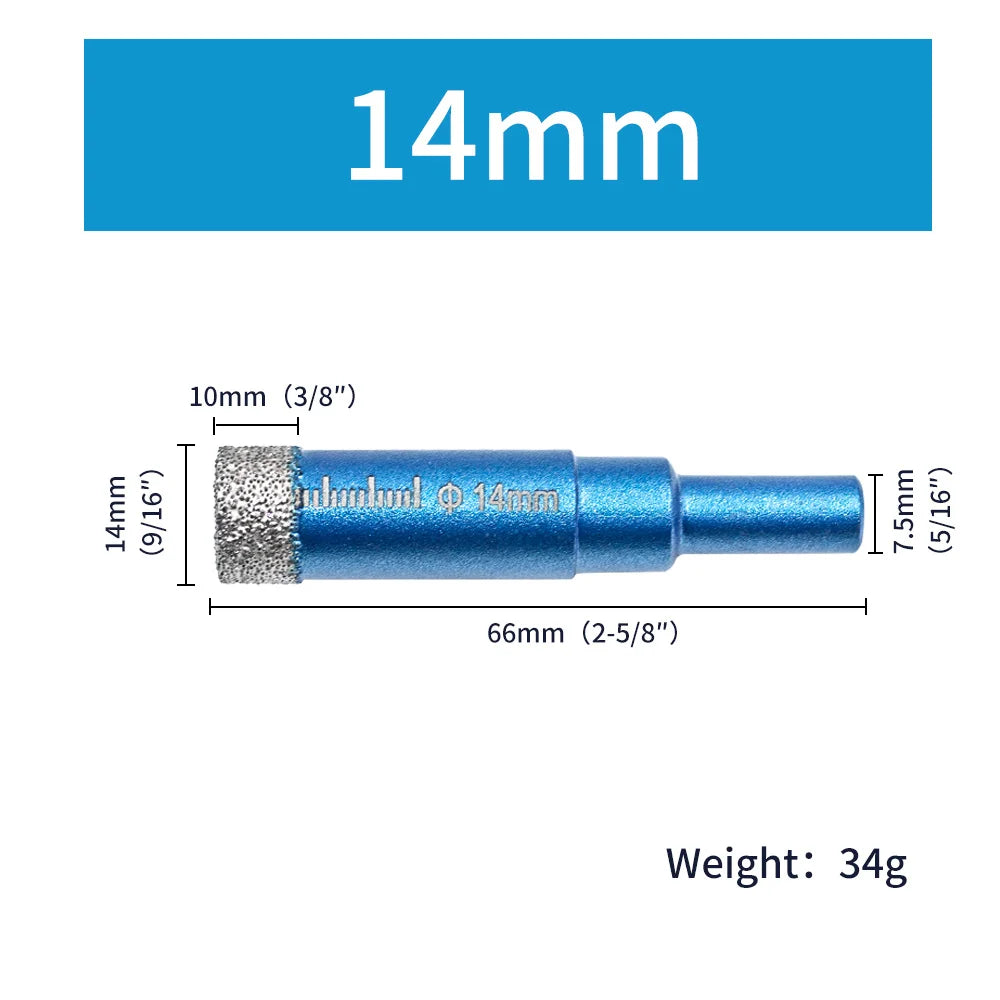 Diamond Brazed Dry Drilling Bit Porcelain Cup Saw Ceramic Marble Granite Tile Hole Opener Hole Saw Cutter 1Pc 5-16mm Round Shank