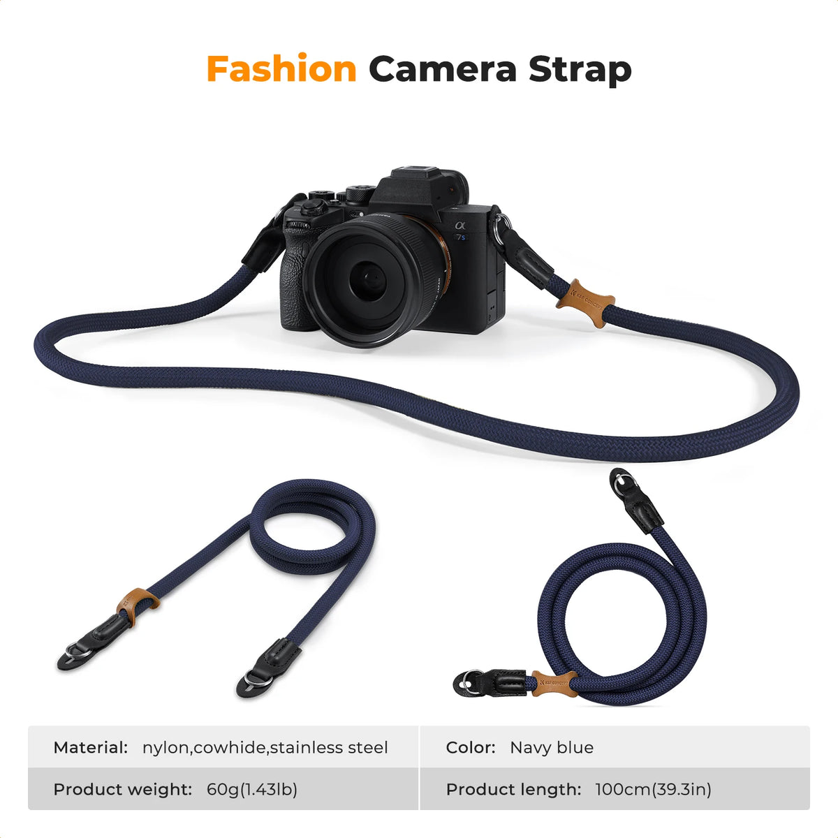 K&F CONCEPT Camera Neck Strap 100cm Nylon Round Neck Shoulder Camera Sling Strap For Canon Sony DSLR SLR Mirrorless Camera Rope