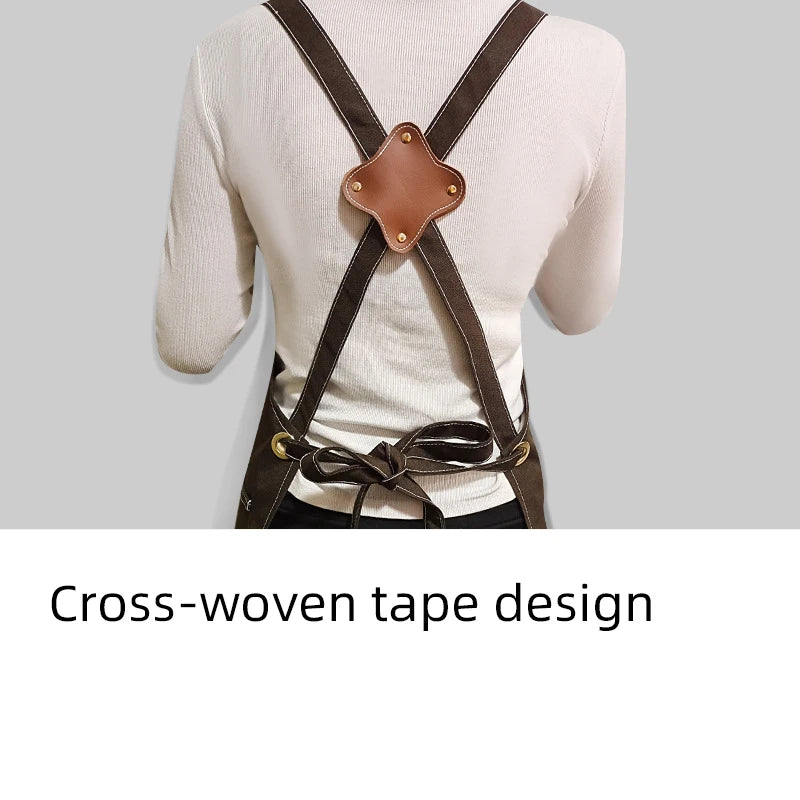 Waterproof Canvas Multi Pocket Barber Apron Men's and Women's Painting Work Clothes Anti Fouling Apron for Coffee