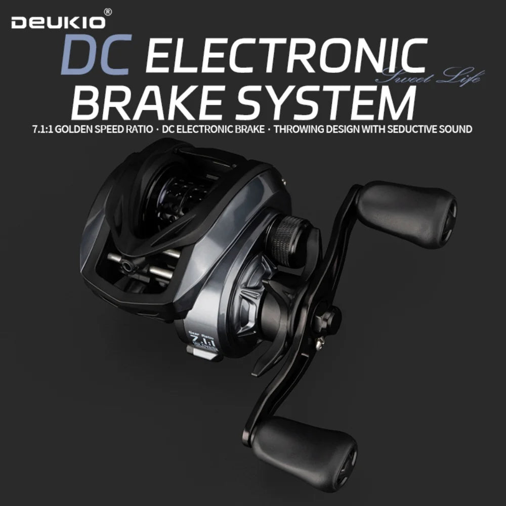 7.1:1 6+1BB DC Electronic Brake Baitcasting Reel Anti Backlash Smart Cast 6KG Drag 168g Lightweight Long Distance Lure Fishing