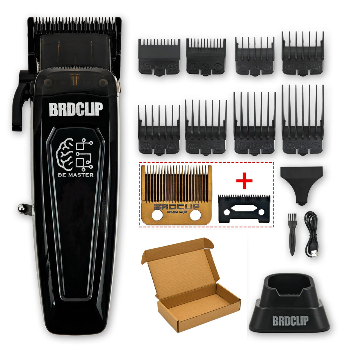 BRDCLIP Professional Electric Hair Clipper BRD 106 Hair Trimmer for Man 7500RPM with Base 5-adjusted DLC Blade Barber Machine
