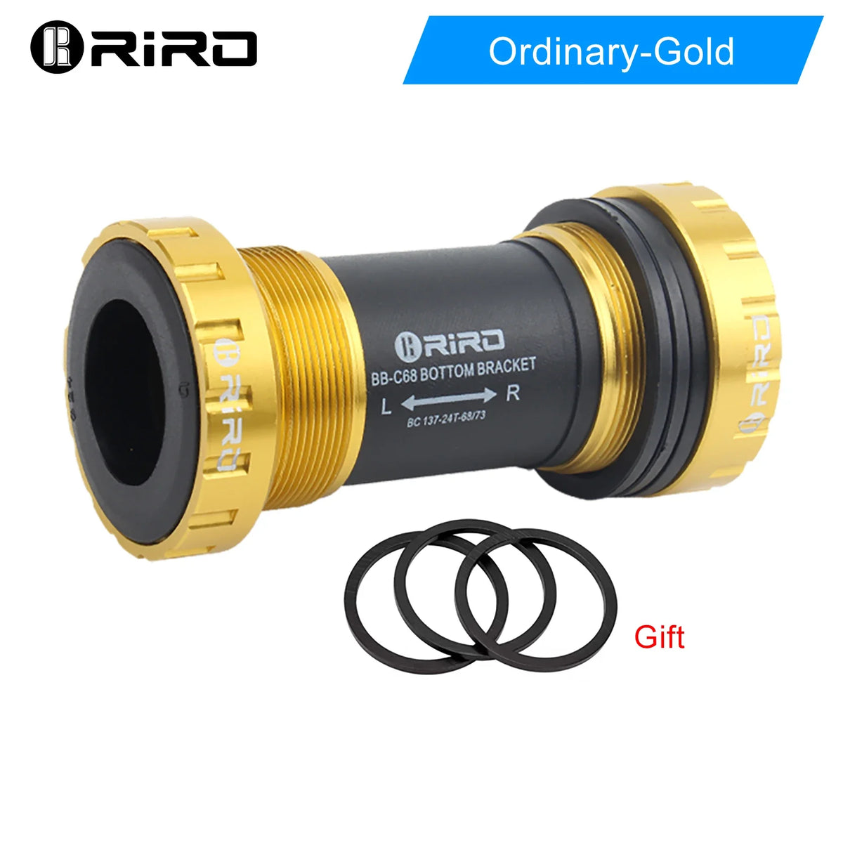 RIRO Bicycle Ceramic Bottom Bracket BB68/BB92 68/73MM Threaded BB MTB Sealed Bearings Road Bike 1.37/24mm Shaft Univesal Parts