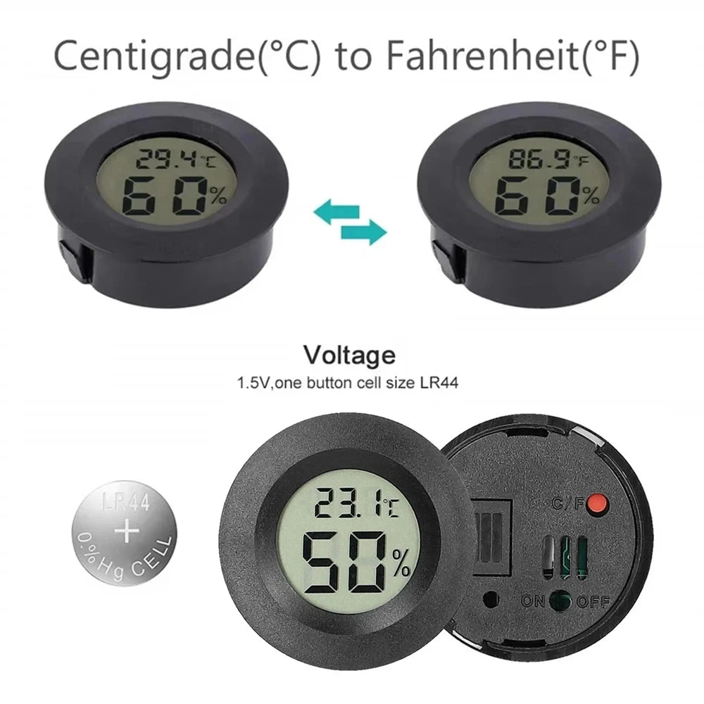 Mini Digital Hygrometer Thermometer LCD Indoor Humidity Temperature Gauge, Black 3pcs