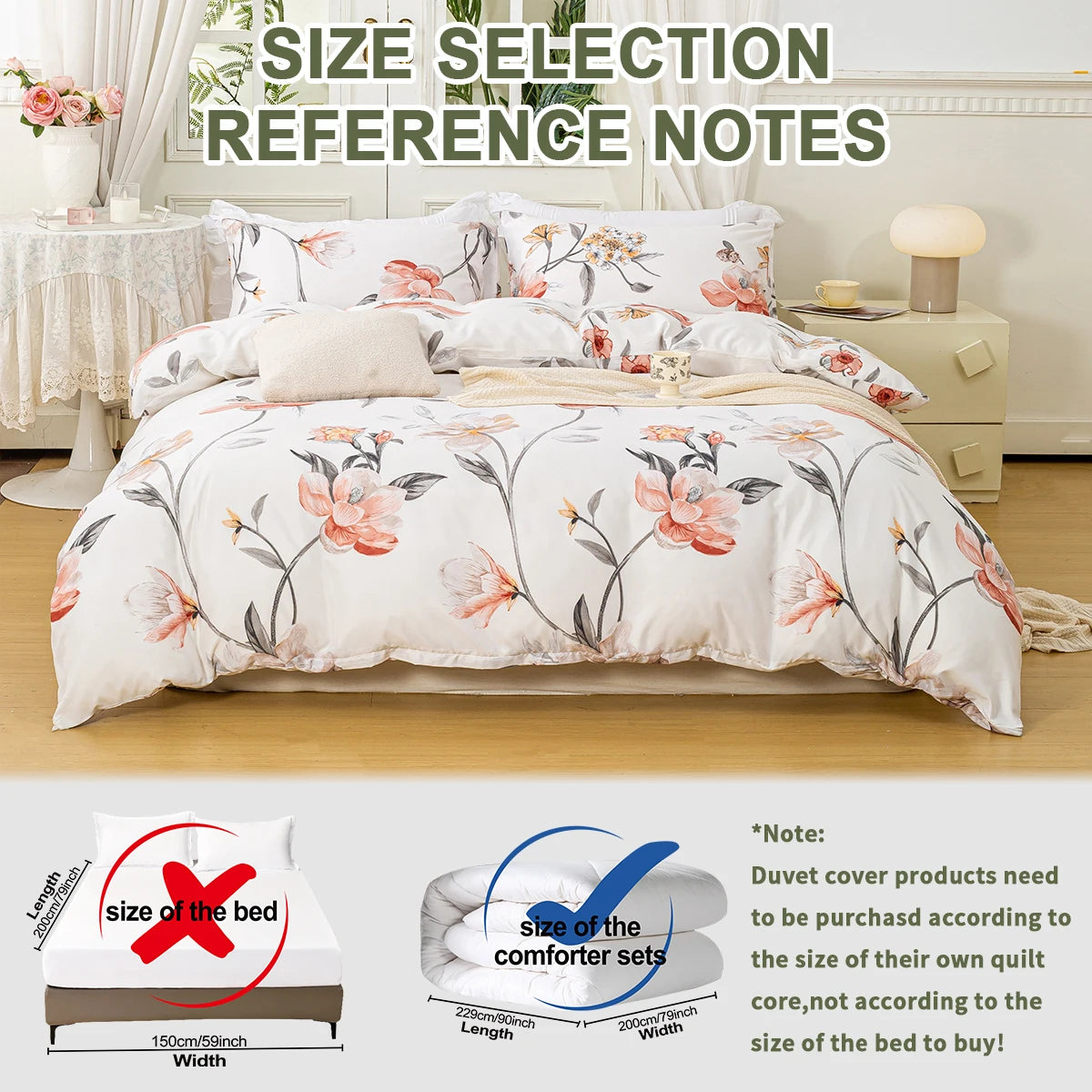 3pcs/set Leaf Floral Pattern Duvet Cover Set(1 Duvet Cover & 2 Pillowcase）Soft And Skin-Friendly Duvet Cover Bedding Set For