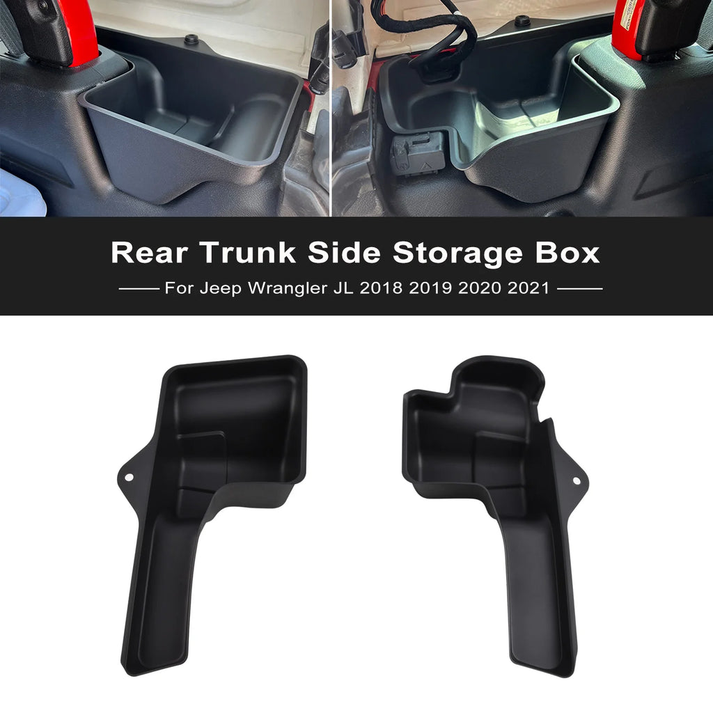 Rear Trunk Side Storage Box Organizer Tray Stowing Tidying For Jeep Wrangler JL 2018 2019 2020 2021 JLU Sahara Rubicon 4 Doors