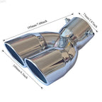 Universal Double Outlet Exhaust Tip Muffler Tailpipe 58mm/73mm Black or Silver Straight/Curved