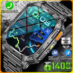 Rugged Military 1400mAh Battery Smart Watch Fitness Tracking IP68 Waterproof Tactical Sports Flashlight 2026 New Men Smartwatch