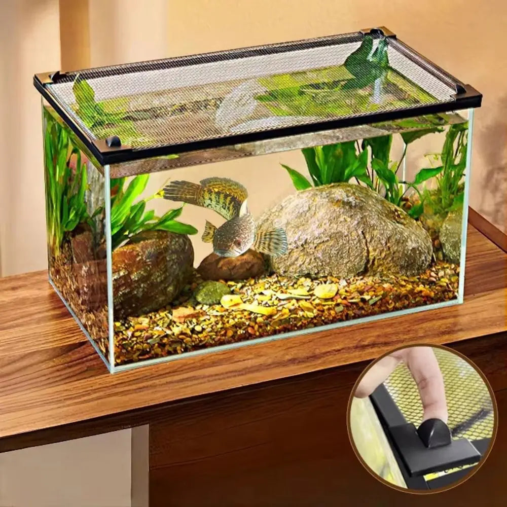 Durable Magnetic Fish Tank Lid Cover DIY Easy Installation Aquarium Anti-jump Net Turtle Tank Net Aquarium