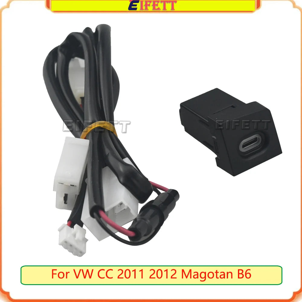 USB-C PD car charger socket adapter button for VW Magotan B6 2007-2011, CC 2011-2012