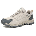 Men's Hiking Shoes Low Top Leather Trail Sneakers Anti-Slip, Black or Beige, EU 37-49