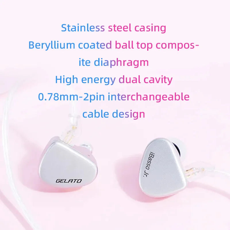 iBasso Jr. Gelato HiFi Wired Earphones In Ear Music Headphones High Quality Sport Headset Customized Pc Gamer Accessories Gifts