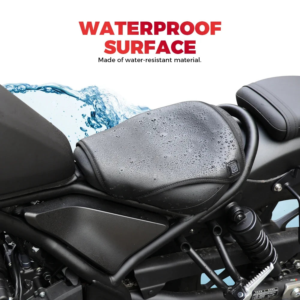 KEMITOUR 12V Motorcycle Heated Seat Cushion Universal For ATV Raptor 700 For R1200GS F800GS MT07 MT09 Winter Warmer Seat Cover