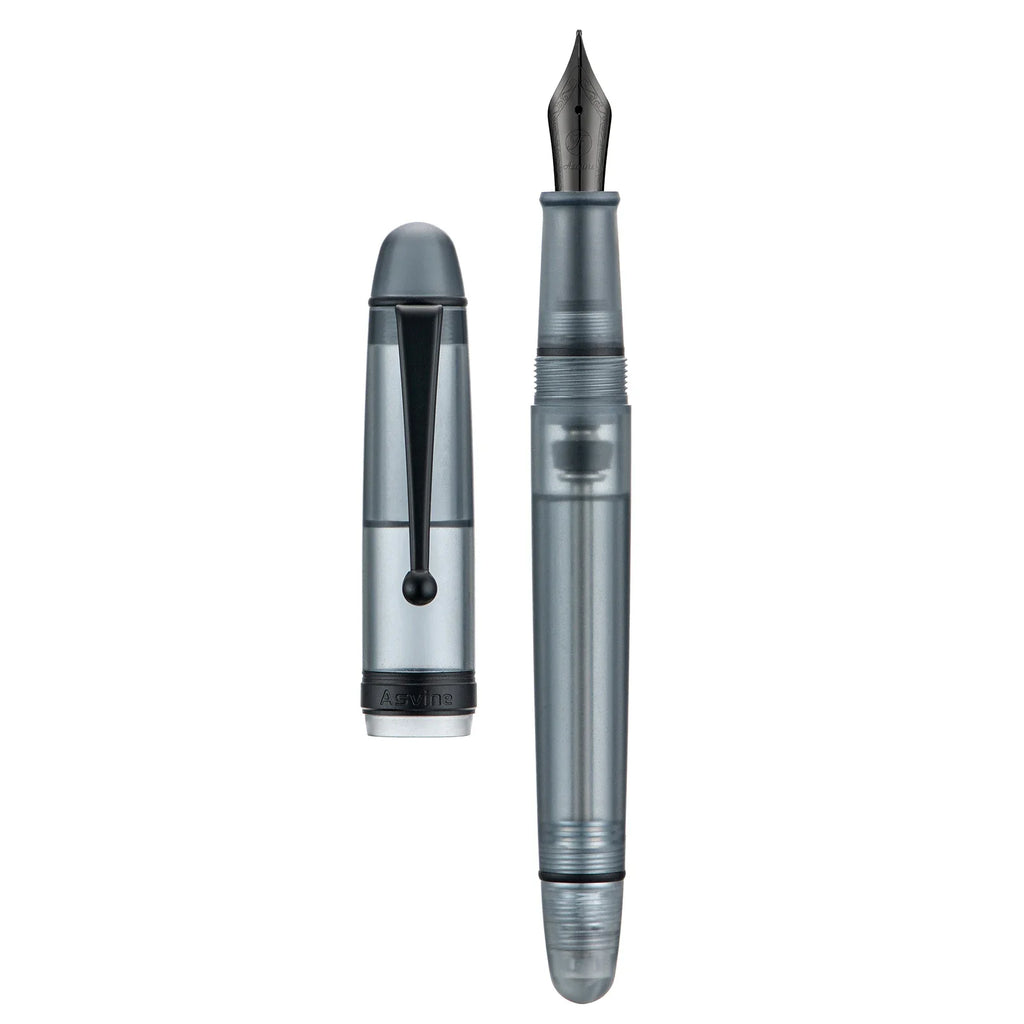 Asvine V126 Vacuum Filling Fountain Pen EF/F/M/ Stub 1.1 Nib, Transparent Brown/ Matte Gray, White Acrylic Writing Gift Set