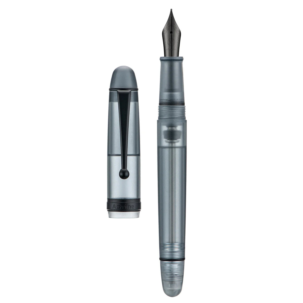 Asvine V126 Vacuum Filling Fountain Pen EF/F/M/ Stub 1.1 Nib, Transparent Brown/ Matte Gray, White Acrylic Writing Gift Set