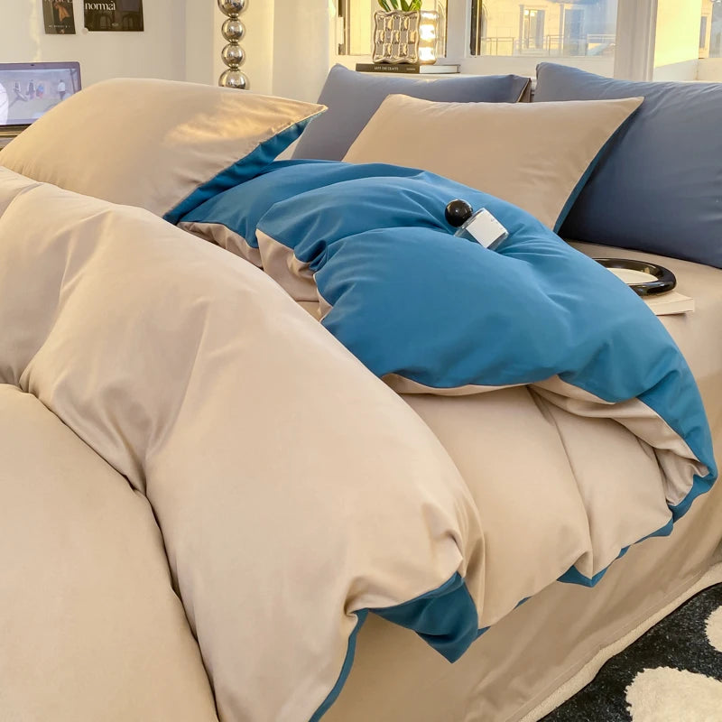 Luxurious Washed Cotton Duvet Set - Soft Comforter & Pillowcase 220x240
