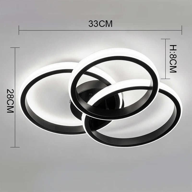 LED Ceiling Light Fixture, Black or White, Warm/Cold/CCT Options, Indoor Flush Mount