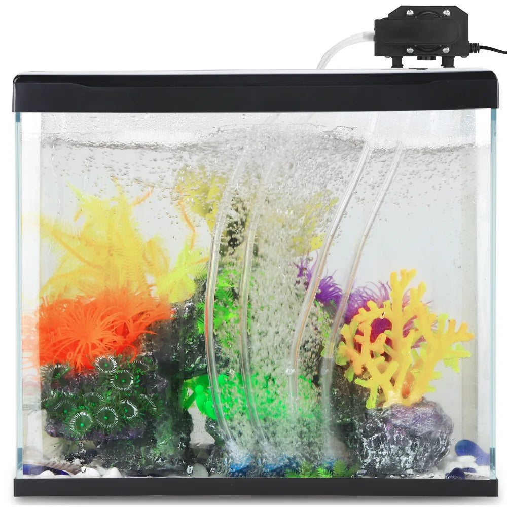 Aquarium Air Pump Fish Oxygen Aerator Pump Basement Aquarium Hydroponic 4 Outlets Air Pump Bubbler with Accessories Fish Tank