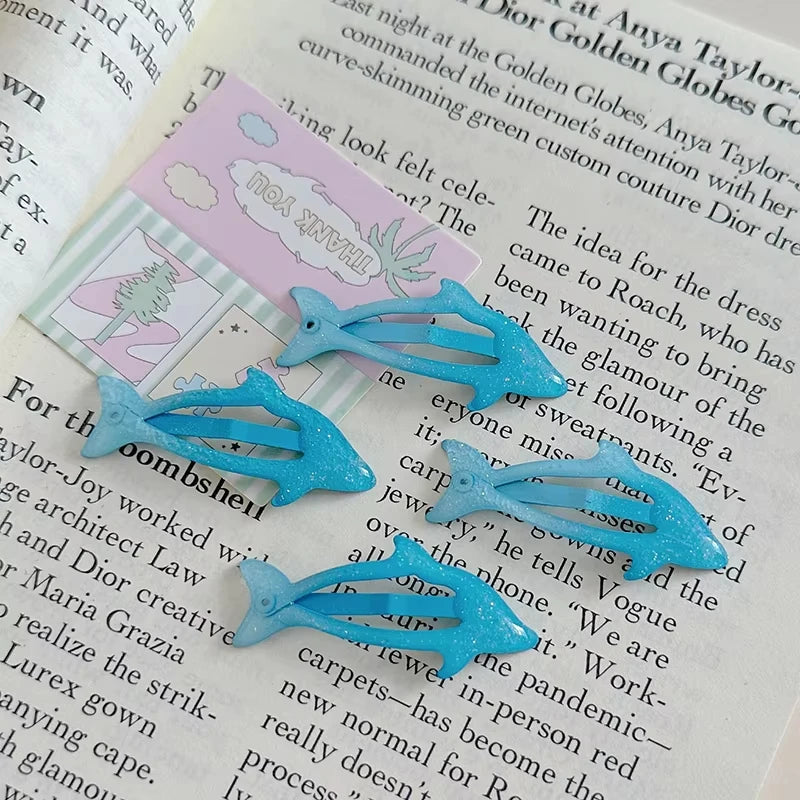 4Pcs Cute Cartoon Dolphin Hair Clip for Women Versatile Bangs BB Clip Hairpin Fashion Side Clip Girls Hair Accessories Gifts
