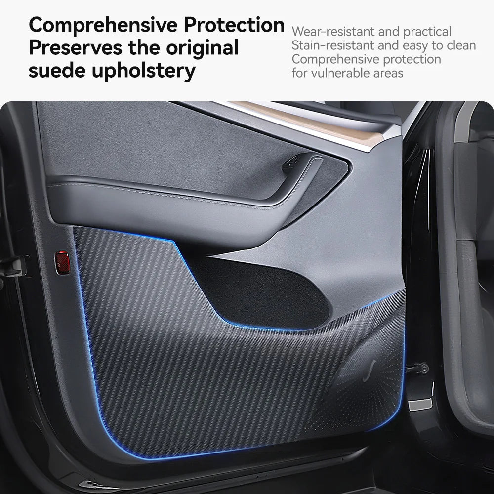 YZ For Tesla Model Y Juniper 2025 Car Door Anti-Kick Pad Leather Sticker Trim Kit Side Door Protector Cover Car Interior Decor