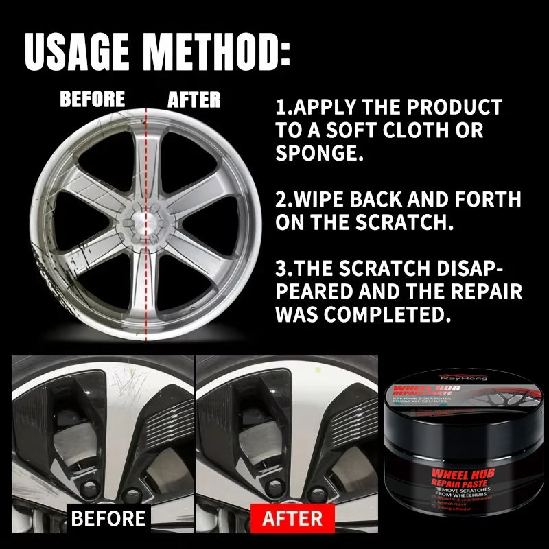 Car Wheel Rim Scratch Repair Paste, Aluminum Alloy Rim Touch-Up Paint, 1 Bottle