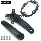 Bicycle crankset square taper single chainring 30T-42T black 152/165/170mm