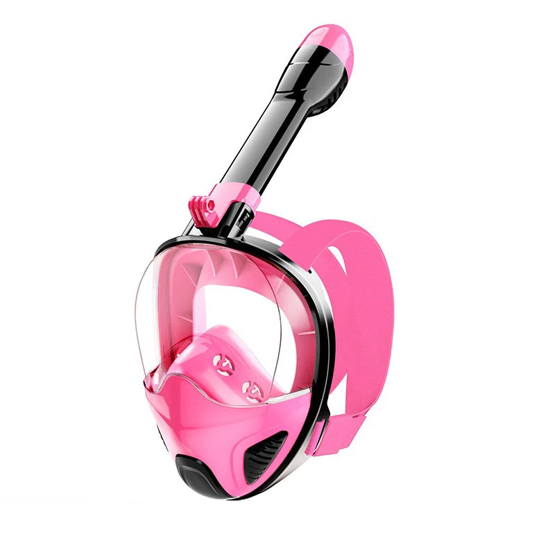 Full Face Snorkel Mask for Adults & Teens, 180° Panoramic View Snorkeling Gear with Removable Camera Mount, Anti-Fog Leak-Proof