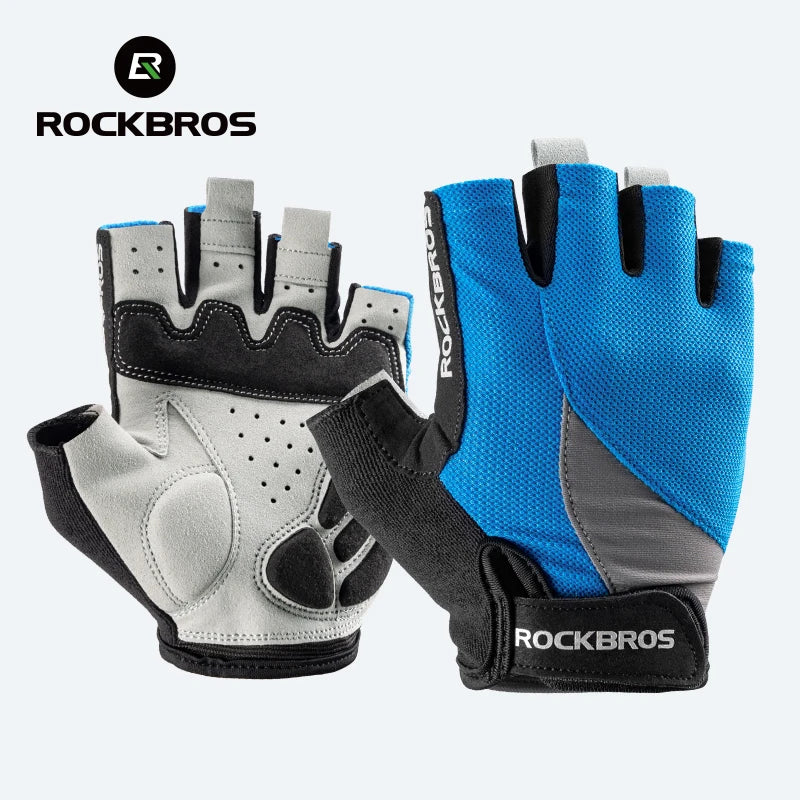 ROCKBROS Half Finger Bike Gloves MTB Road Spring Summer Breathable Shorts Bicycle Gloves Men Women Gel Padded Cycling Gloves