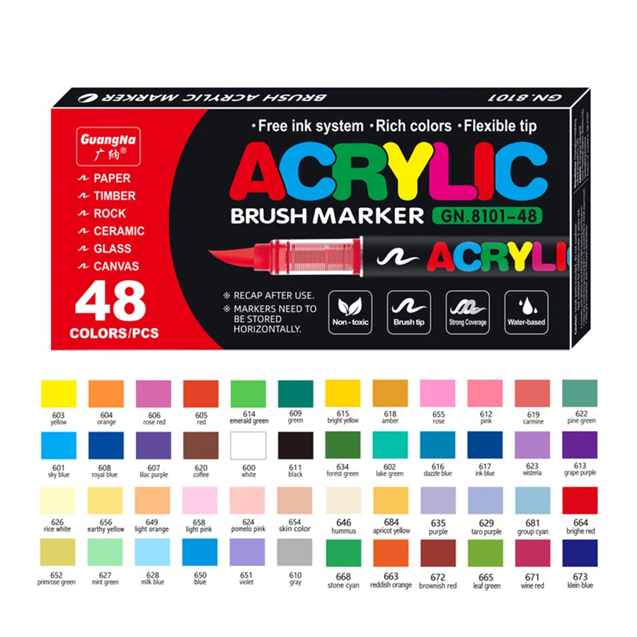 Acrylic Paint Soft Brush Markers Set, Soft Brush Tip Paint Pens and Paint Markers, Acrylic Paint Pens for Wood, Stone, Canvas