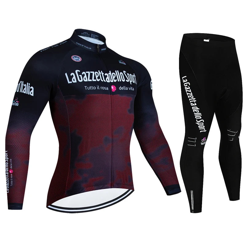 Men's Professional Long Sleeve Cycling Jersey & Padded Shorts Set, Quick Dry, Reflective, Breathable Bike Wear Clothing for Men