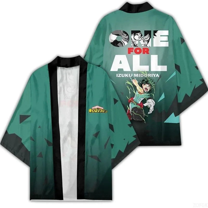 Japanese Style Kimono Cardigan Cloak 3D Printed Feather Pattern Cosplay Robe, Sizes XS-3XL