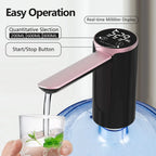 Water Dispenser for 2-5 Gallon Bottle, LED Display Touch Button 3 Quantitative Drinking Water Pump,Type C Charging Water Pump