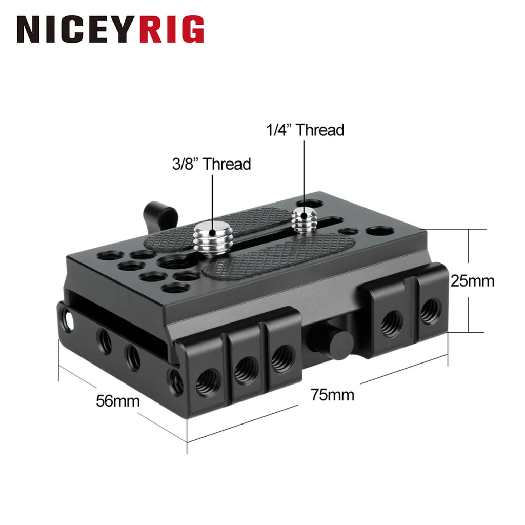 NICEYRIG Quick Release Base Plate Compatible with Manfrotto 577, 501, 504, 701 for DSLR Camera 15mm Rail Support System