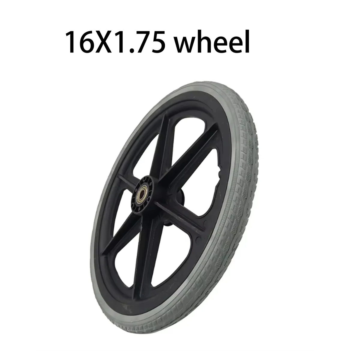 16x1.75 Solid Wheelchair Rear Tire with Hub for 16 Inch Wheel, 1pc