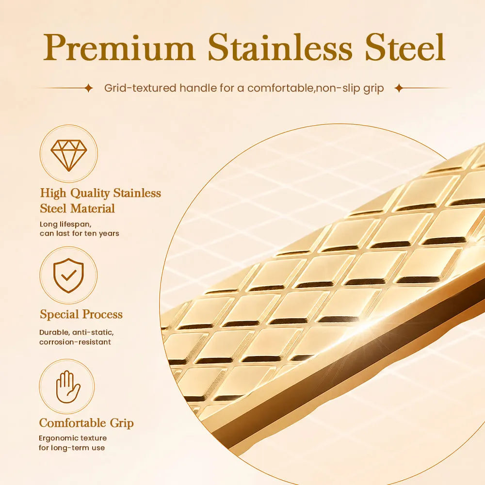 MASSCAKU Fiber Tip Eyelash Extension Tweezers Gold Stainless Steel Lash Pickup Tool