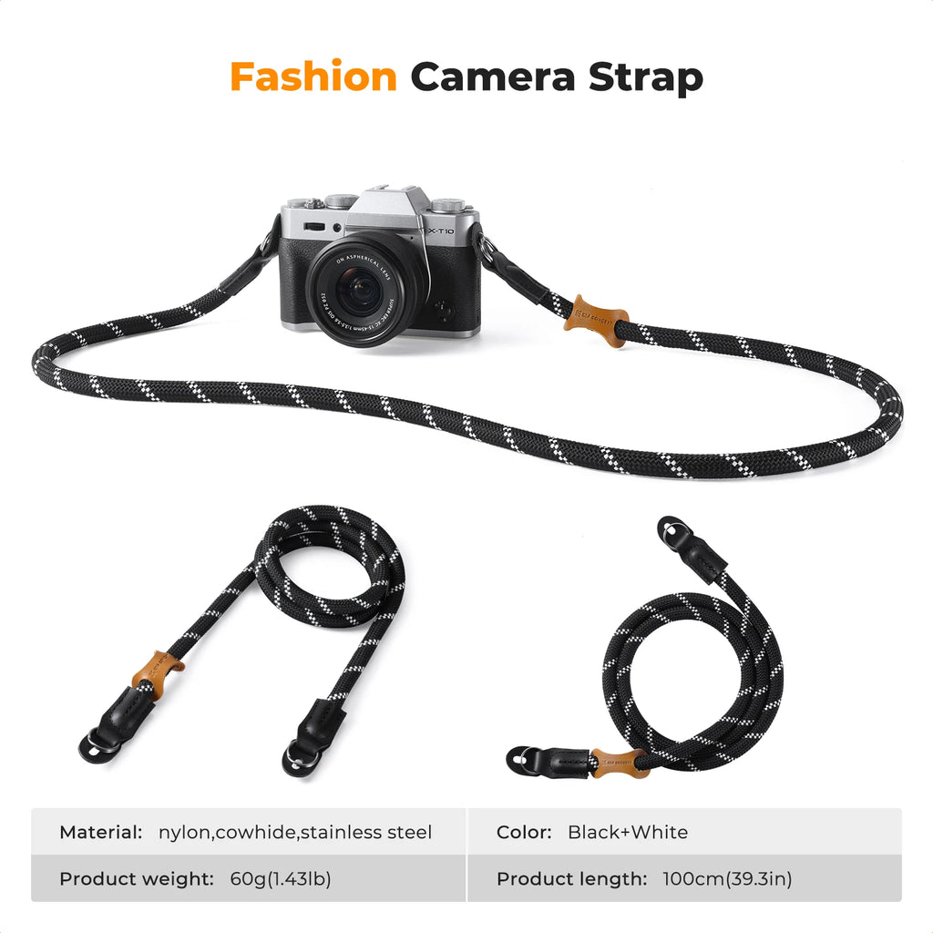 K&F CONCEPT Camera Neck Strap 100cm Nylon Round Neck Shoulder Camera Sling Strap For Canon Sony DSLR SLR Mirrorless Camera Rope