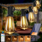 Solar G40 Globe LED String Lights with Remote, 8 Modes, Weatherproof, 10m 15 Bulbs or 18m 30 Bulbs