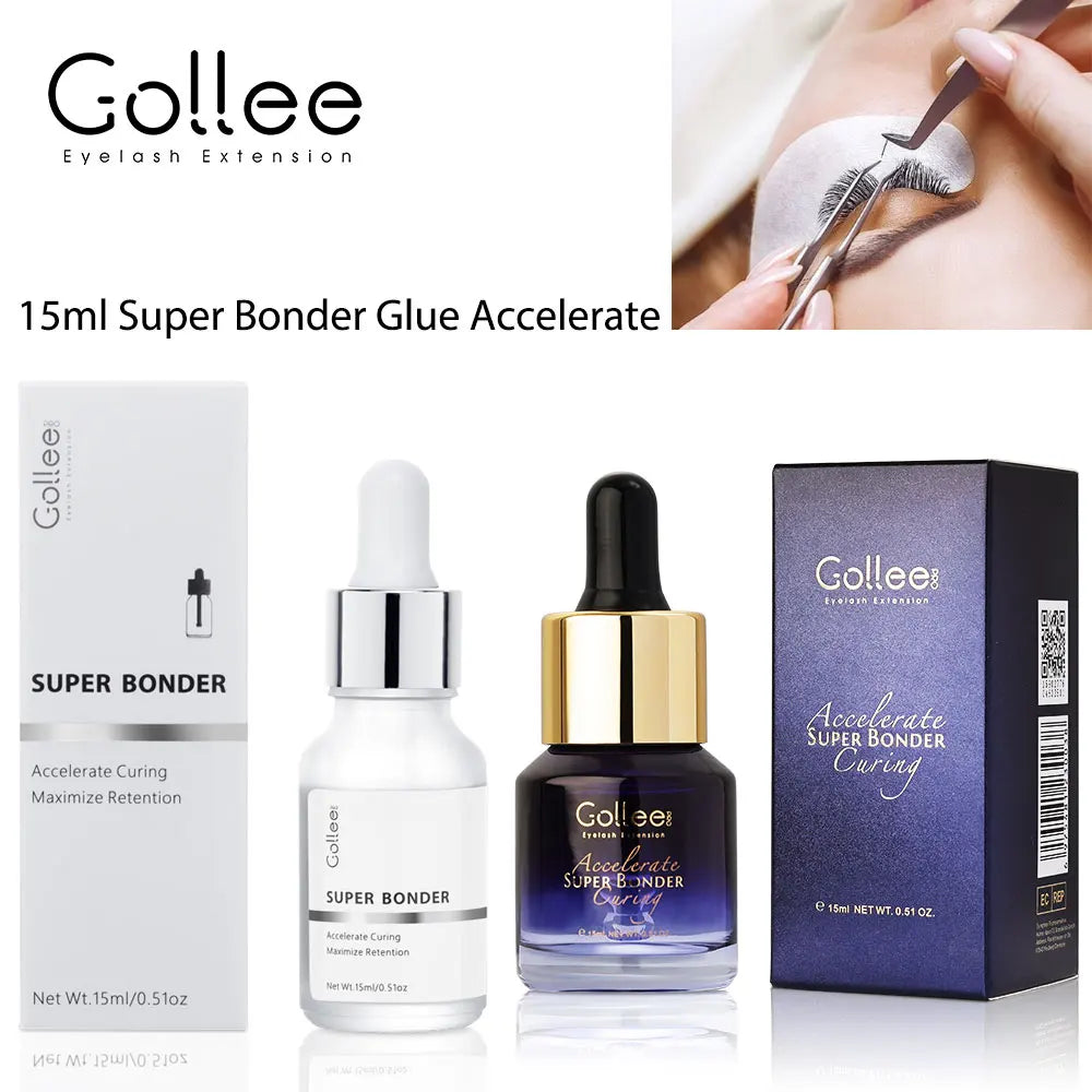 Gollee Eyelash Extension Super Bonder/Primer 15ml Fixing Agent Adhesive, White/Purple