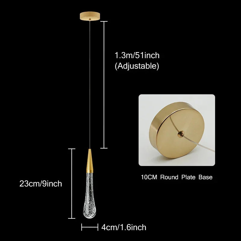 Crystal LED pendant light hanging ceiling lamp, A/B/C style, warm white or cold white