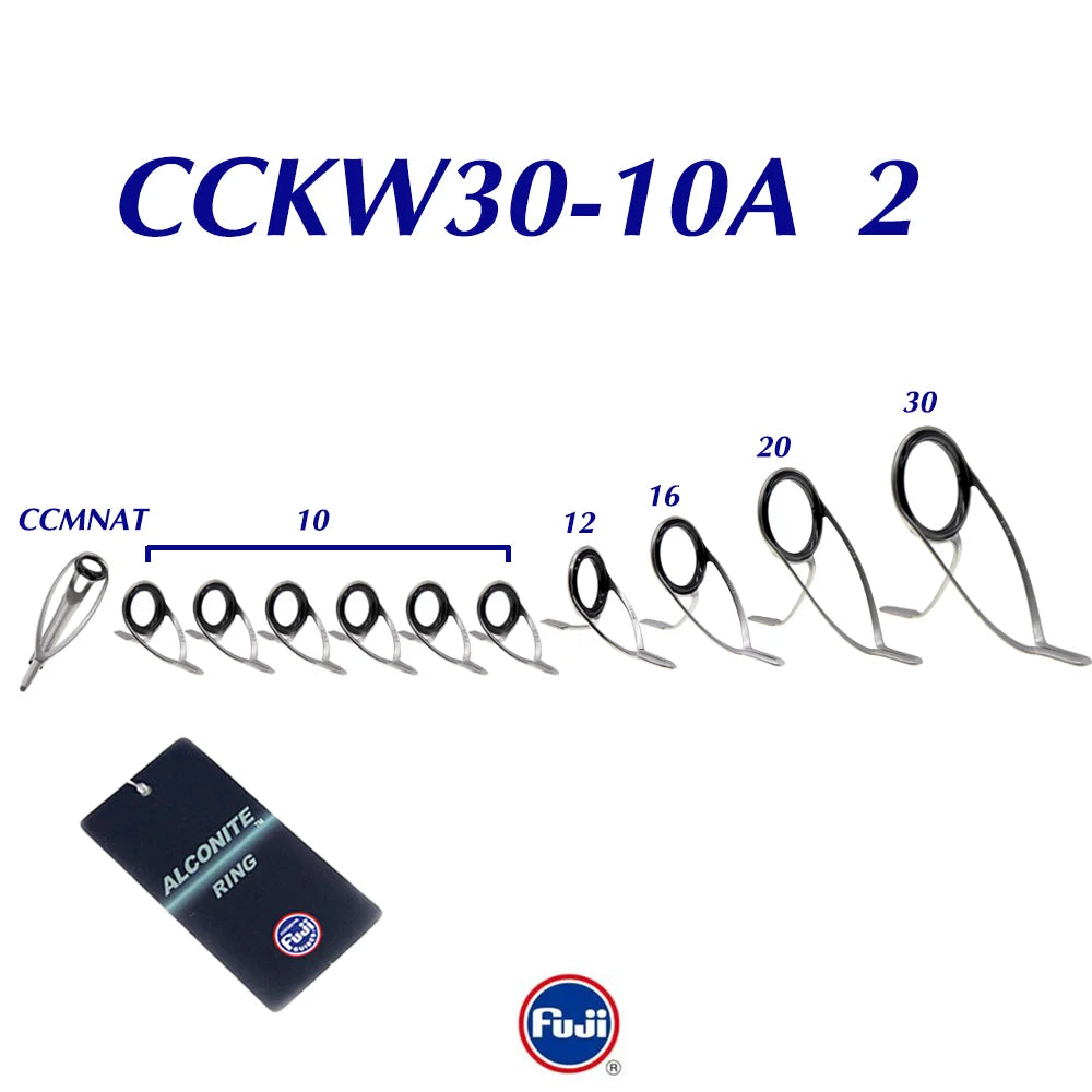 Original Fuji KW30-8A10A Silver or Dark Grey Color Alconite Guide set for Surfcasting Rod and Heavy Surf Fishing Rods components
