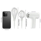 Electric Egg Beater Wireless Electric Food Mixer Handheld Mixer with 3 Speed Settings Baking Dough Cake Cream Milk Whisk