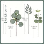 Artificial Eucalyptus Leaf Stems Bundle 50-90pcs Mixed Willow & Silver Eucalyptus for DIY Decor