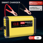 2A 12V Automotive Battery Chargers 3 Stages Intelligent Pulse Repair Car Battery Maintance Storage Cell Charging Device Digital