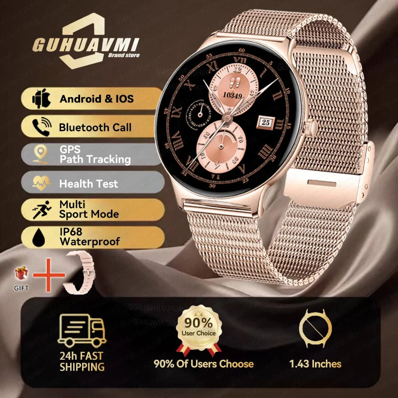 2025 New Smart Watch For Women Gift 1.43 Inch Full Touch Screen Sports Fitness Watches Bluetooth Calls Digital Smartwatch Ladies
