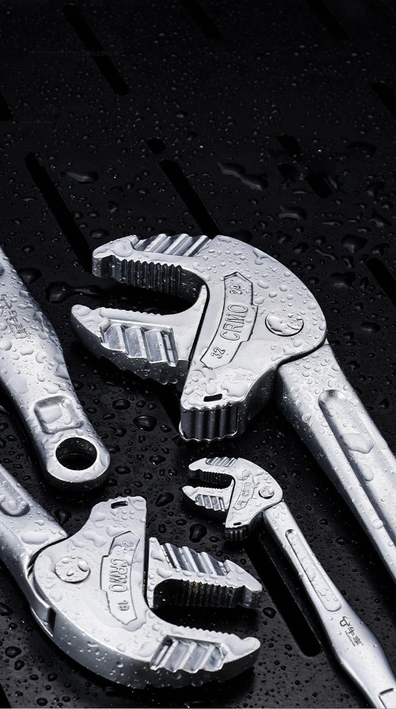 Self-Locking Spring Ratchet Wrench Motorcycle Repair Heavy-Duty Adjustable Crab Claw Wrench for Motor – Extra-Large Jaw Opening