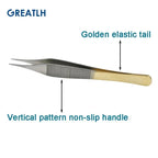 Autoclavable Stainless Steel Tissue Forceps with Golden Handle Teethed Forceps Ophthalmic Instrument 1pcs