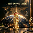 1 Piece of Light Luxury Art Ornament Featuring Three People Holding a Ball, with a Golden Texture and Engraved Text: the World Is Yours, a Great Item for Creating an Inspirational Atmosphere on the Living Room Table