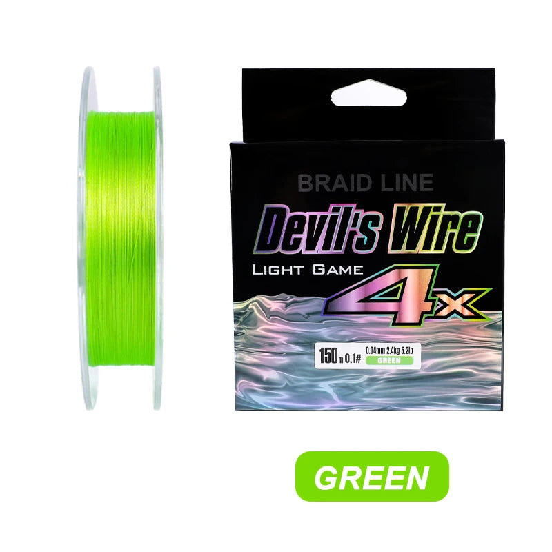 MIFINE Devil's Wire Light Game Fishing Line 150M Thin and Strong 4X Braided PE Line Fishing Wire Accessories Perch, Bass, Trout