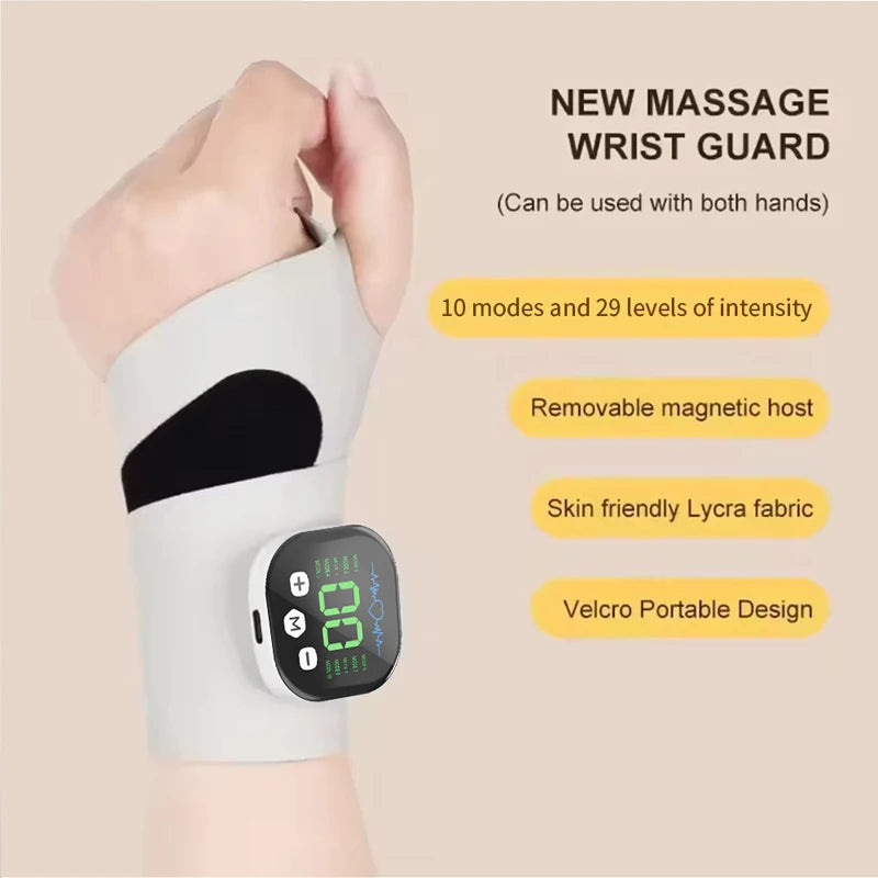 Cordless Wrist Massager Brace with Vibration, 10 Modes 29 Levels, Black/Blue/White