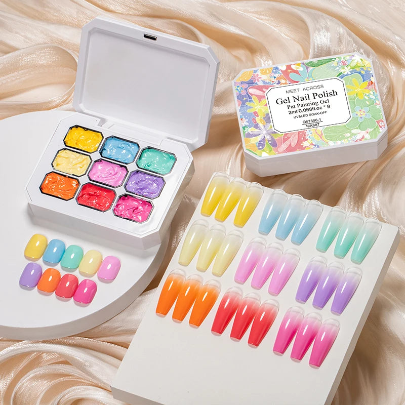 1-9Colors Candy Oil Painting 3D Sculpture Creative DIY Gel Soak Off Gel Nail Modeling Gel Carving Nail Texture Glue Soild